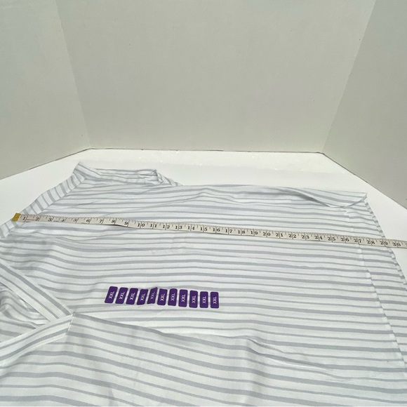 Nine West Jeans Women's XXL Woven V Neck Popover Top Stripe Blue & White Relaxed - Picture 9 of 13